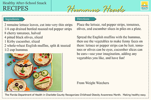 Healthy After School Snacks - Hummus Heads