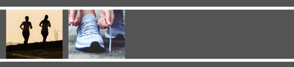 photo of two people running and someone tying their shoes