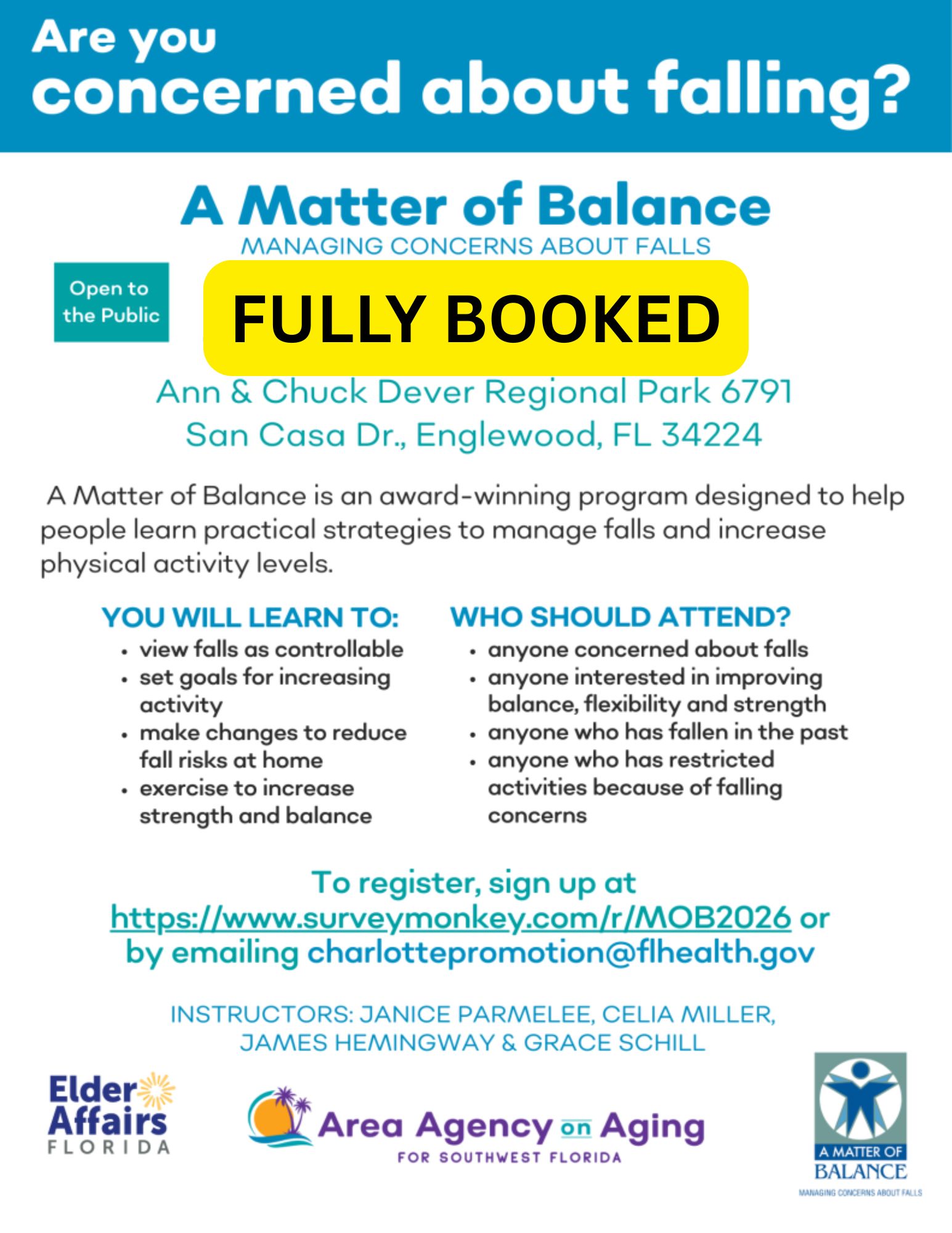 A Matter of Balance FULLY BOOKED